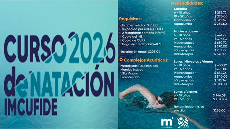 Imcufide invita a inscribirse en sus Cursos de Natación 2026 
