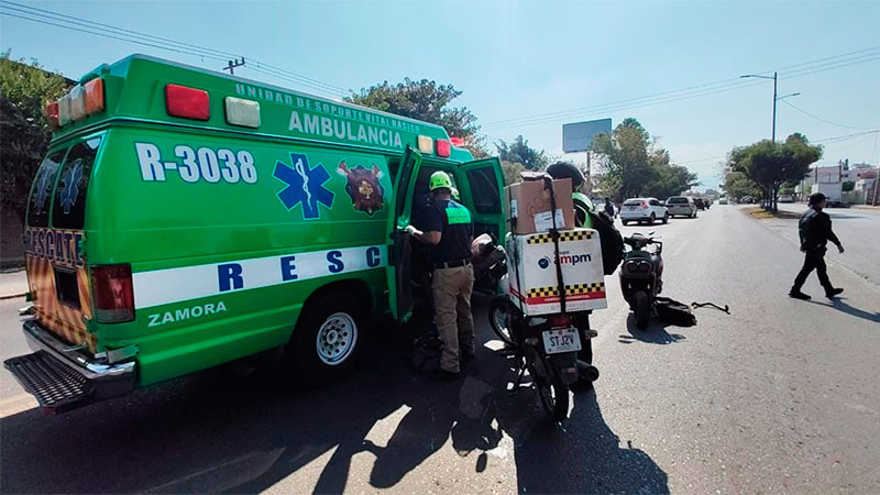 Choque de motocicletas en la colonia Industrial Valencia de Zamora, Michoacán, deja dos heridos 