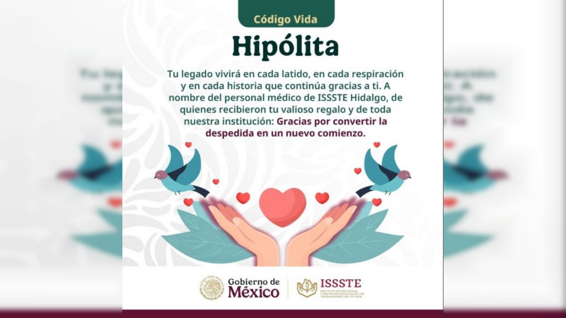 Registra Hospital General “Dra. Columba Rivera Osorio” del ISSSTE en Hidalgo, primera donación del 2026 