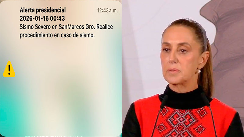 Pide Claudia Sheinbaum que se modifique texto de la alarma sísmica telefónica  