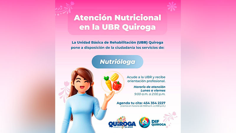 Ayuntamiento de Quiroga fortalece la atención a la salud con servicio nutricional en la UBR, convocan a la población a recibir orientación 