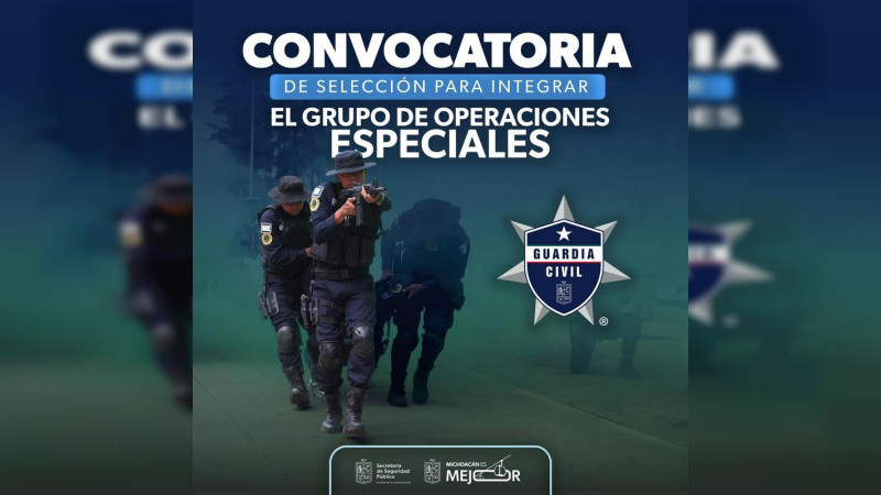 En Michoacán, SSP abre convocatoria para integrar Grupo de Operaciones Especiales 