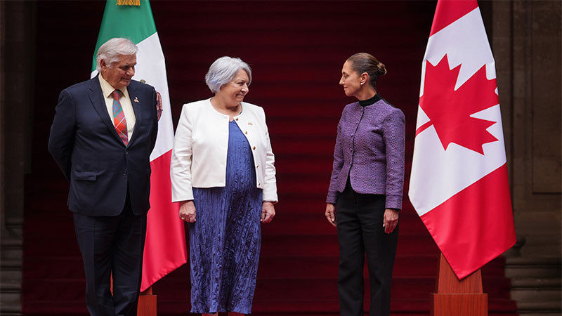 Recibe Claudia Sheinbaum a la gobernadora general de Canadá en Palacio Nacional  