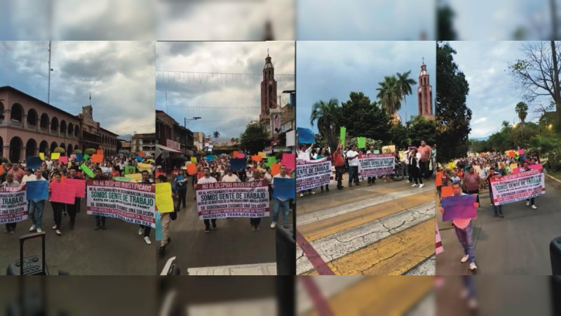 Toman cientos las calles otra vez y se suman regidoras a protestas de sindicalizados: Acusan a Fanny Arreola, alcaldesa de Apatzingán, Michoacán, por despidos injustificados y persecución laboral 