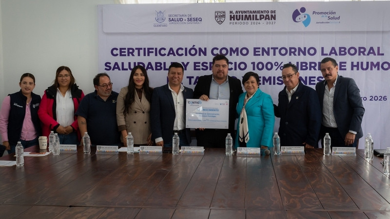Certifica Secretaría de Salud Entornos laborales saludables en el municipio de Huimilpan, Querétaro 