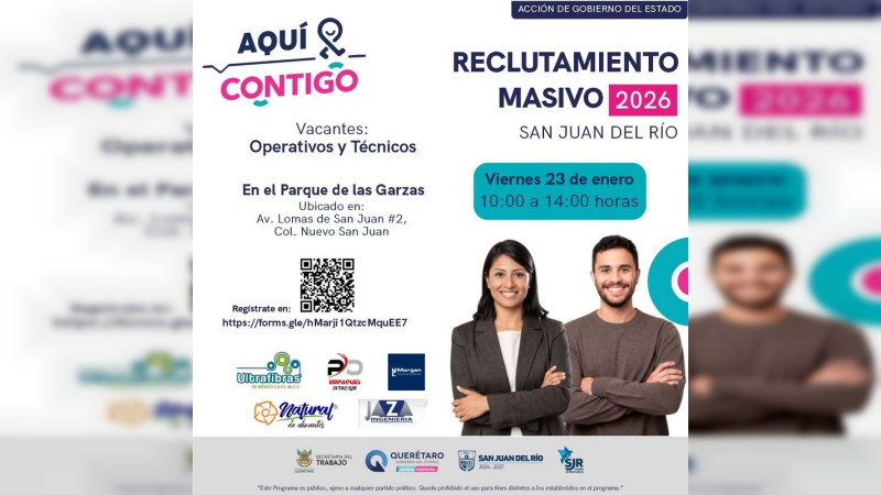 Invita Secretaría del Trabajo al reclutamiento masivo en San Juan del Río, Querétaro 