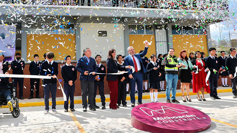 Inaugura Bedolla nuevas instalaciones de Secundaria Técnica 166 en Morelia 
