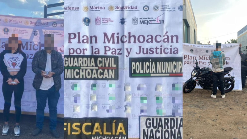 Guardia Civil detiene a tres personas en posesión de armas, vehículos robados y estupefacientes en Michoacán 
