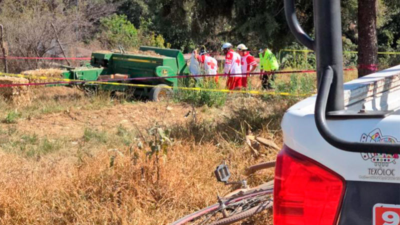 Joven fallece prensado en una maquinaria agrícola en Texoloc, Tlaxcala 