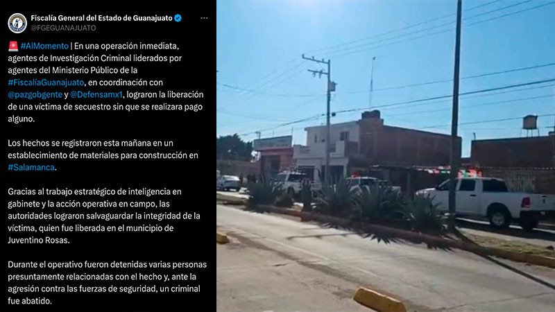 Rescate coordinado interinstitucional permite liberar a empresario secuestrado en Salamanca, Guanajuato 