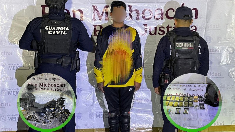 Detienen a hombre en posesión de enervantes en Uruapan, Michoacán 