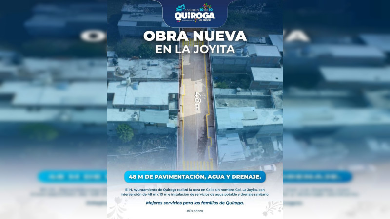 Quiroga avanza con obra integral de pavimentación y servicios básicos en La Joyita: Alma Mireya González 