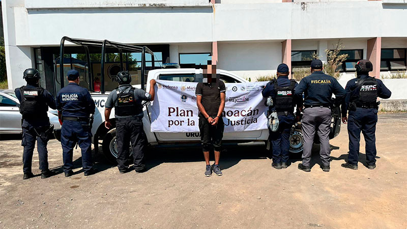 En Uruapan, Michoacán: Detiene la GC en poder de sustancias ilícitas a un sujeto en la colonia Quirindavara 