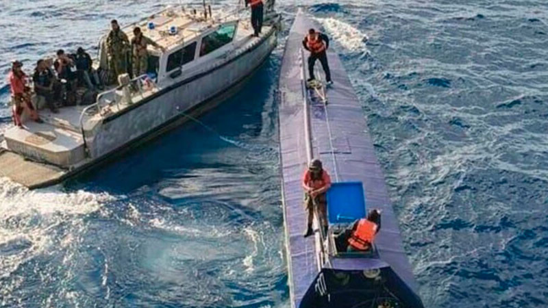 Golpe al crimen: interceptan semisumergible con más de 4 toneladas de estupefacientes en Colima; hay 3 detenidos 