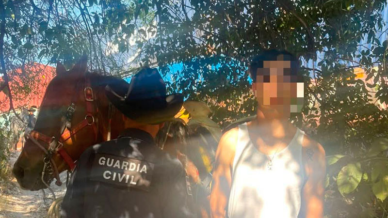 Policía Montada de Morelia detiene a sujeto en posesión de sustancias ilegales  