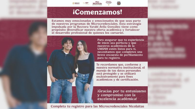 ¡Casi listos! Completa tu registro para las Microcredenciales Nicolaitas 