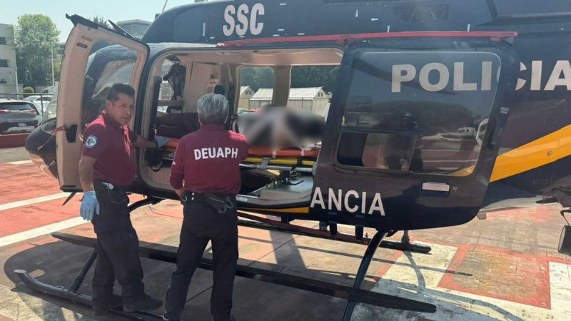 Joven de 18 años es trasladado en helicóptero tras sufrir lesión facial en obra en Tláhuac 