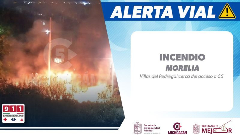 Autoridades atienden incendio de pastizal en Villas del Pedregal, Morelia 