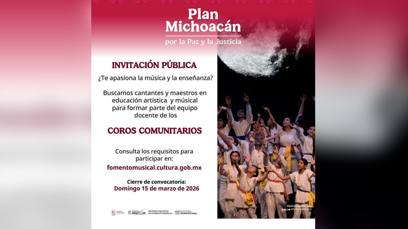 Invita Gaby Molina a formar parte de los 100 coros comunitarios del Plan Michoacán 