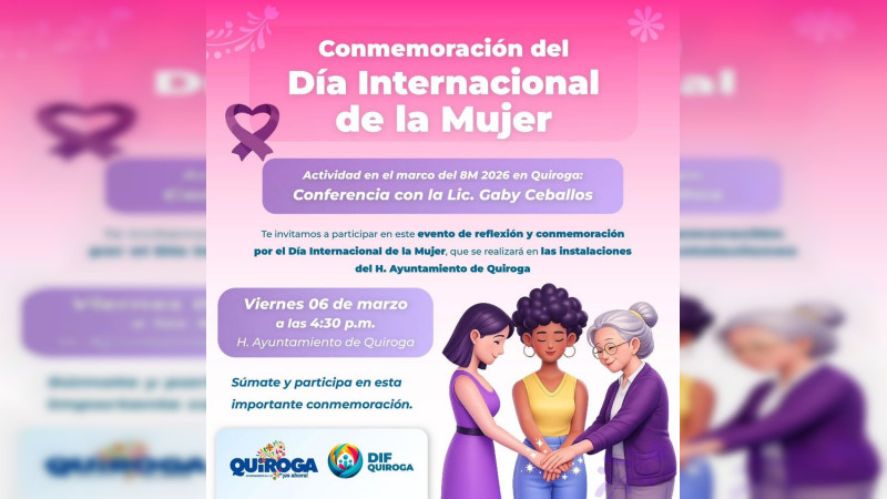 Gobierno de Quiroga invita a conferencia en el marco del Día Internacional de la Mujer 