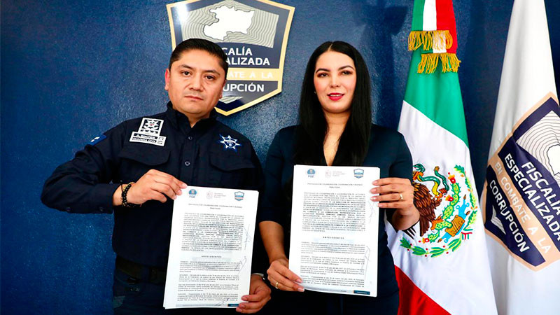 Para prevenir y combatir la corrupción la FECC y Asuntos Internos de la SSP de Michoacán firmaron convenio 