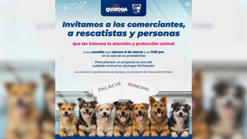 Convoca Ayuntamiento de Quiroga a reunión para impulsar proyecto de protección animal 