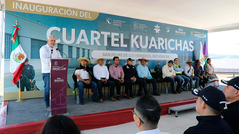 Inaugura Bedolla Cuartel Kuarichas para reforzar la seguridad en la Meseta Purépecha 