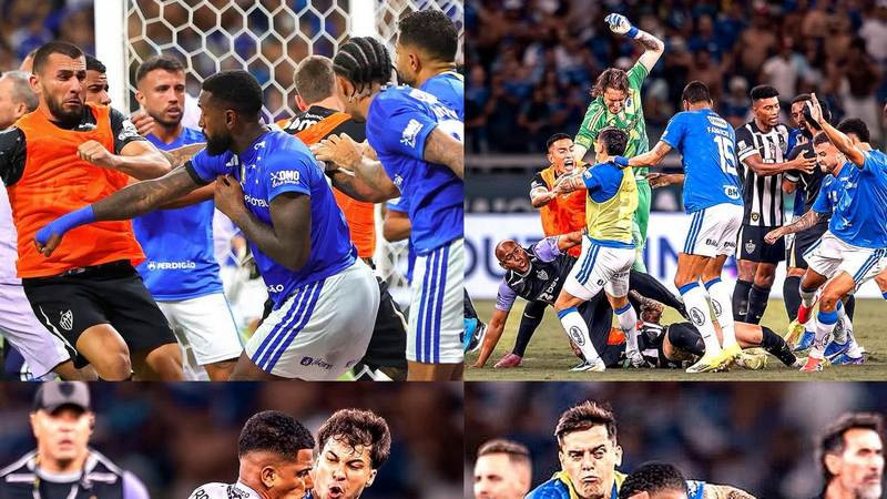 Batalla campal en final entre Cruzeiro y Atlético Mineiro deja 23 expulsados 