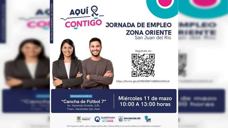 Secretaría del Trabajo invita a Jornada de Empleo en la zona oriente de San Juan del Río 