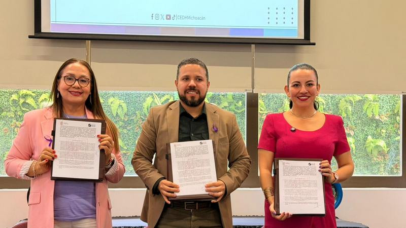 Firman convenio de colaboración la Secretaría del Bienestar de Michoacán y la Comisión Estatal de los Derechos Humanos 