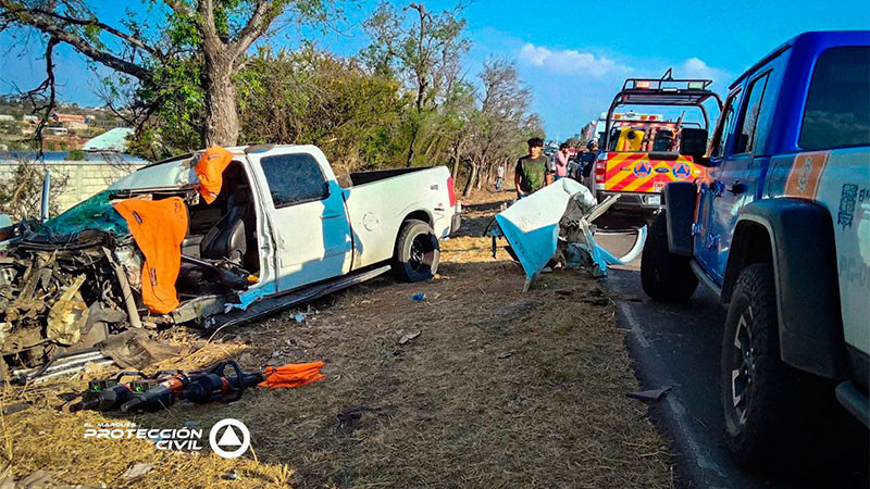 Fuerte accidente en la carretera a Huimilpan, Querétaro, deja dos heridos graves 