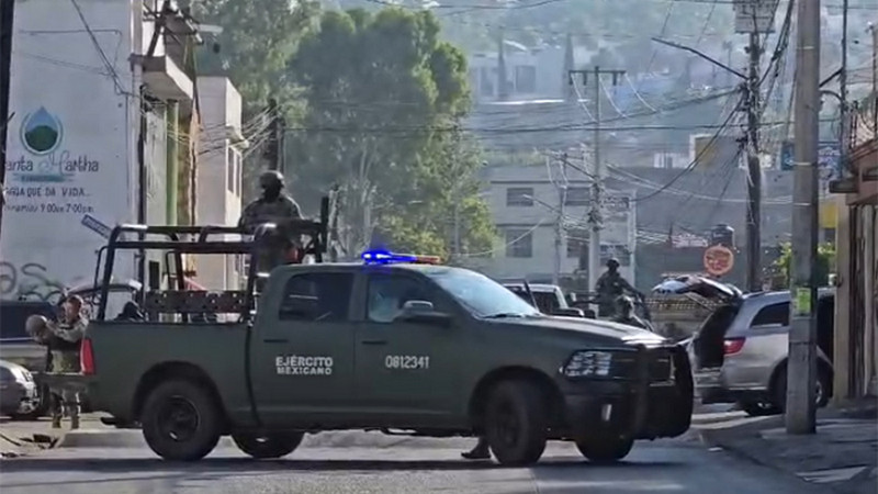 Despliegue militar en avenida Fuentes de Morelia culmina con cinco detenidos en menudería 
