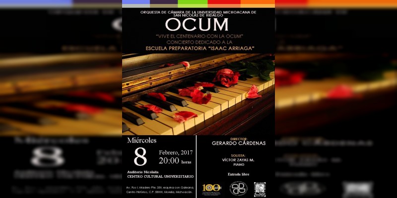OCUM prepara concierto en honor de la Escuela Preparatoria “Isaac Arriaga” 