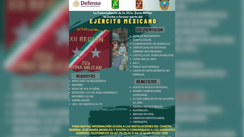 Invitan a jóvenes de Michoacán a integrarse al Ejército Mexicano 
