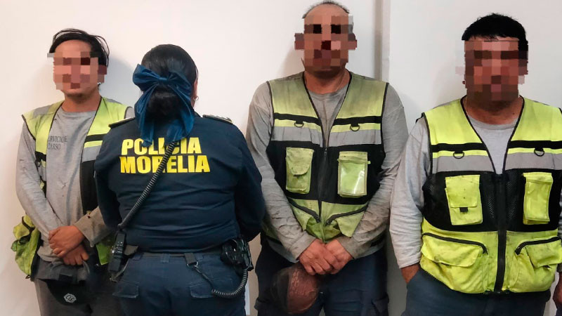 Detiene la Policía Morelia a tres sujetos por robo de cableado en la carretera Morelia-Pátzcuaro 