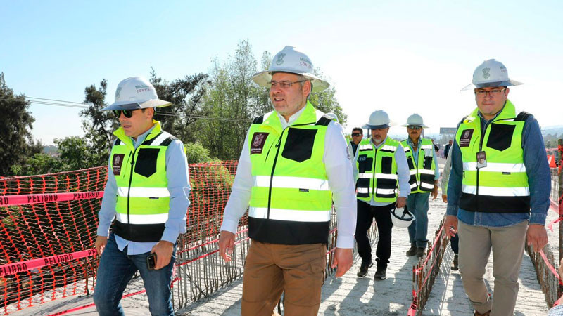 En abril se abre circulación de carriles elevados del puente de Policía y Tránsito de Morelia: Bedolla 