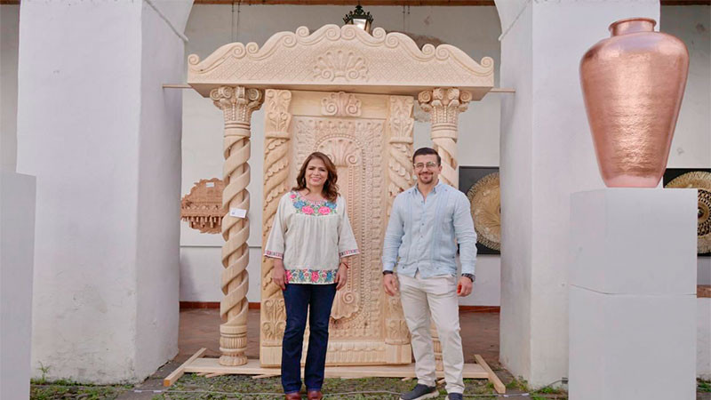 Fabiola Alanís y Toño Mendoza promueven al sector artesanal y llaman a visitar el Tianguis de Domingo de Ramos en Uruapan 