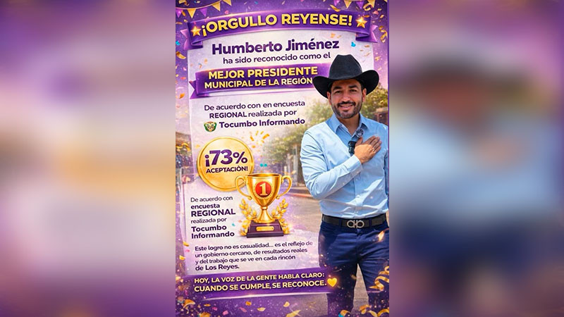 Humberto Jiménez, entre los alcaldes mejor evaluados de Michoacán; respaldo ciudadano lo posiciona, trabajo mata grilla 