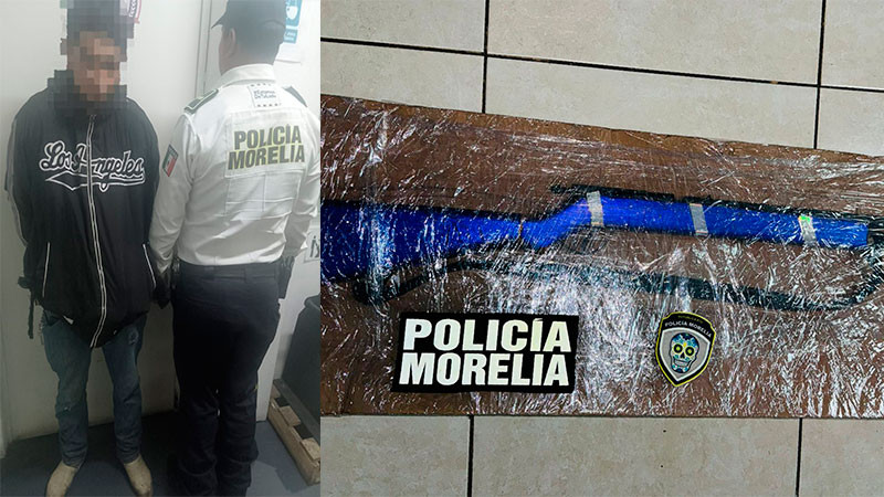 Detiene Policía Morelia a sujeto en posesión de un arma de fuego a la altura de la Tenencia de Capula 