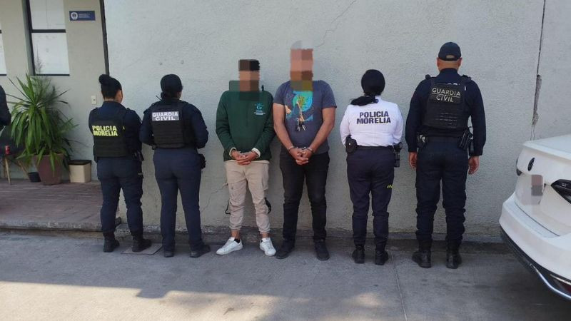 Policía de Morelia captura a dos personas tras persecución; decomisan arma y camioneta robada 