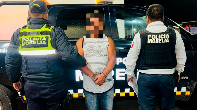 Policía Morelia detiene a sujeto por agredir a un agente 