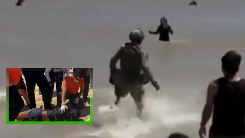 Rescate de último momento: marino salva a persona de morir ahogada en Baja California 