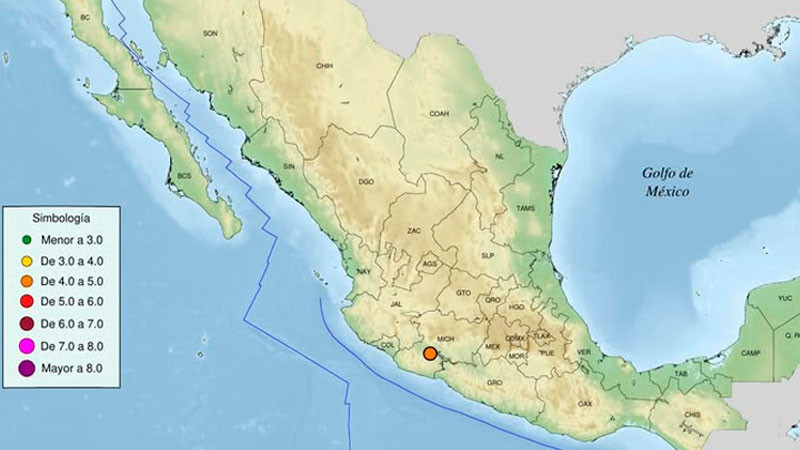 Sismo de magnitud 4.6 sacude Apatzingán, Michoacán 