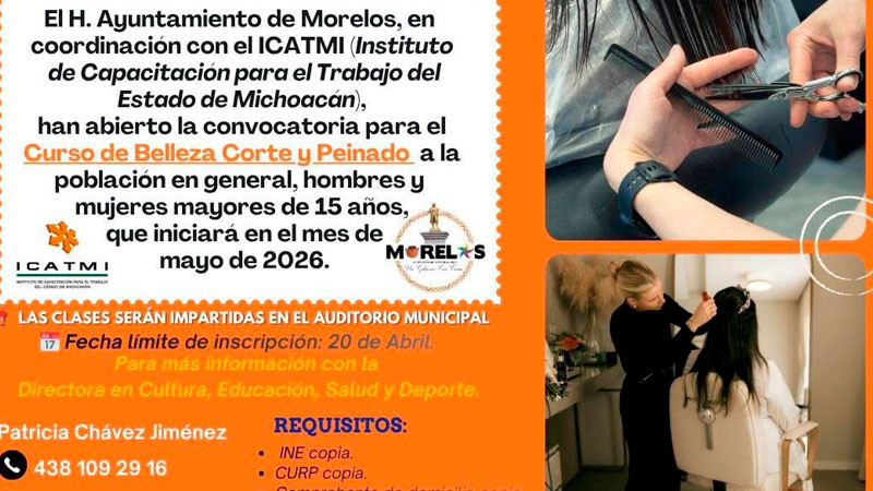 Gobierno de Morelos e ICATMI abren convocatoria a cursos de capacitación para fortalecer el empleo y el autoempleo 