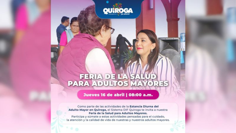 Convocan Alma Mireya González a la Feria de la Salud para Adultos Mayores en Quiroga próximo jueves 
