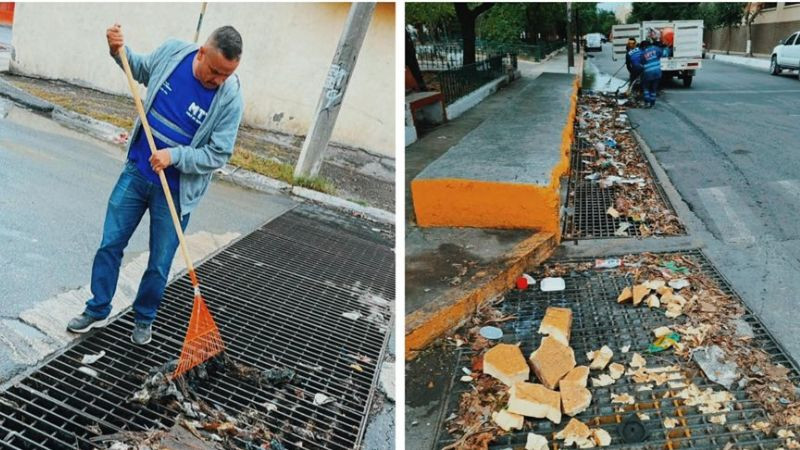 Gobierno de Monterrey ordena limpieza de parrillas pluviales tras recientes lluvias  
