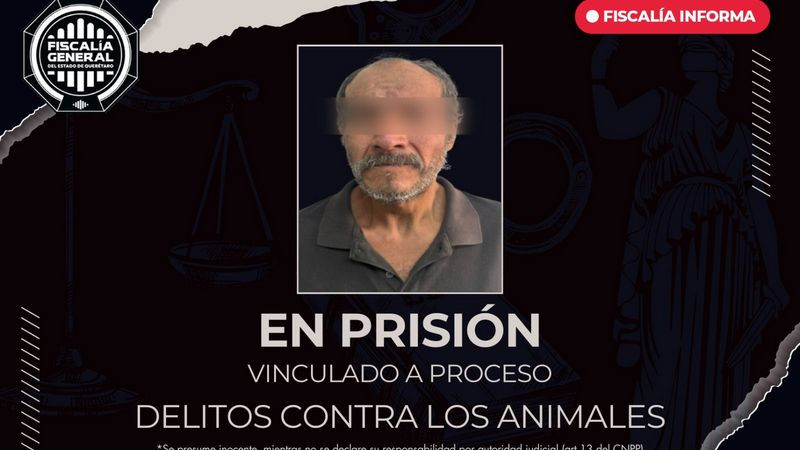Ernesto David “N”, en prisión por delitos contra los animales en Pedro Escobedo, Querétaro 