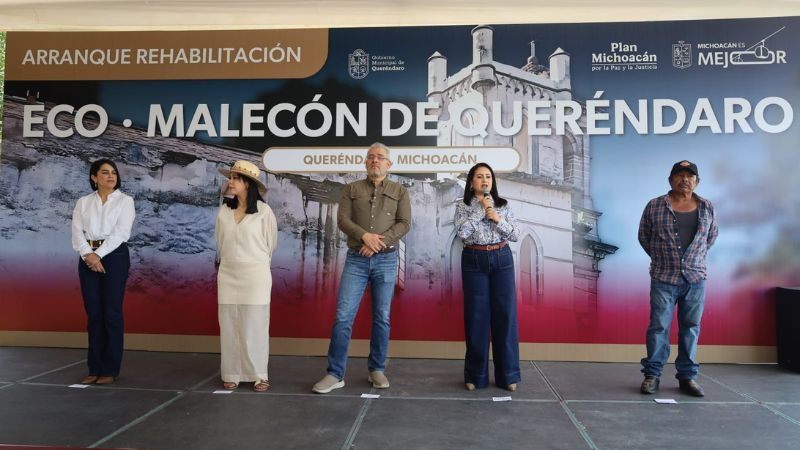 Inaugura arranque de obra Eco- Malecón, gobernado del estado y la presidenta municipal de Queréndaro. 
