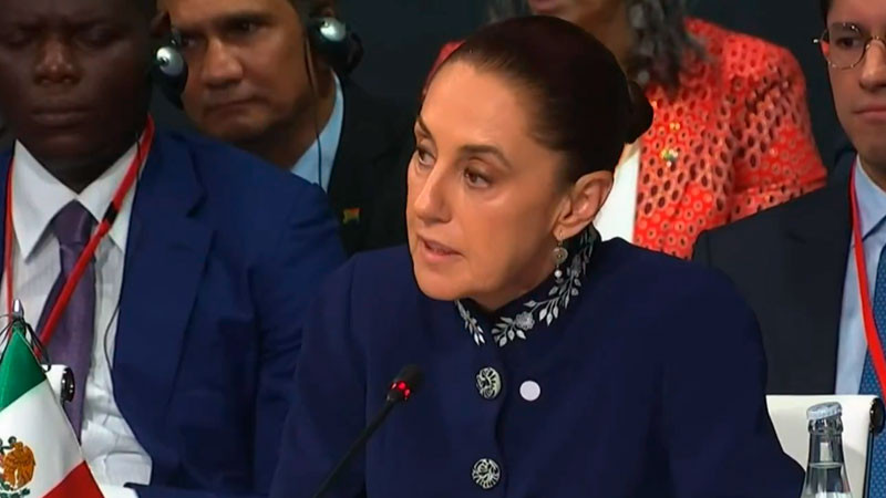 Desde Barcelona, Sheinbaum propone transformar gasto armamentista en cuidado ambiental 