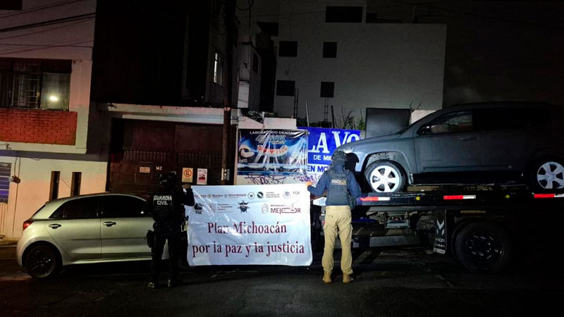 Tras cateo en Morelia, Michoacán, aseguran estupefacientes, vehículos y documentación falsa 